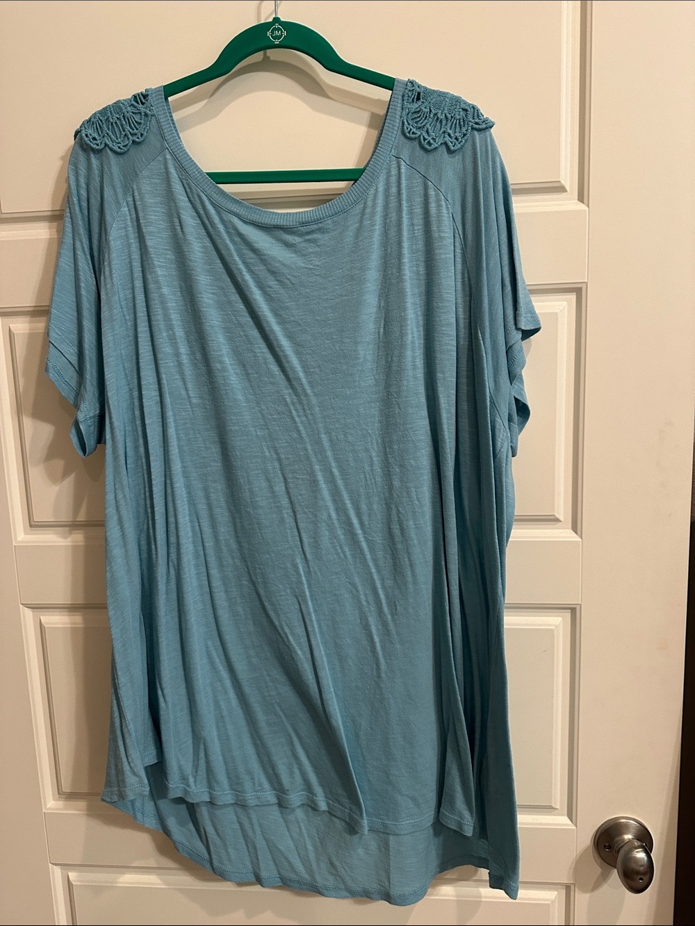 torrid Light Blue Crochet-Shoulder Tunic